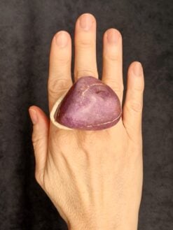 Polished Purple Shungite & Vegan Ivory Ring - Size 7.5