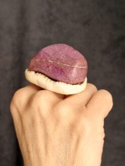 Alternative view of Polished Purple Shungite & Vegan Ivory Ring - Size 7.5