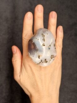 Agate & Vegan Ivory Ring - Size 7
