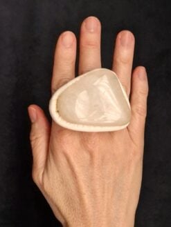 Apricot Agate & Vegan Ivory Ring - Size 7.5