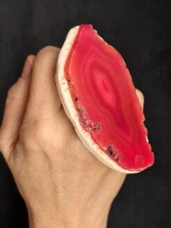 Alternative view of Pink Sliced Agate & Vegan Ivory Ring - Size 8.5
