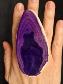 Alternative view of Purple Sliced Agate Stone  & Vegan Ivory Ring - Size 11