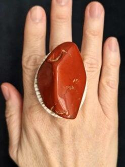 Red Jasper & Vegan Ivory Ring - Size 8.5