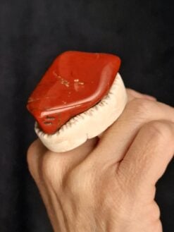Alternative view of Red Jasper & Vegan Ivory Ring - Size 8.5