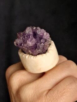 Alternative view of Amethyst Crystal & Vegan Ivory Ring - Size 9.5