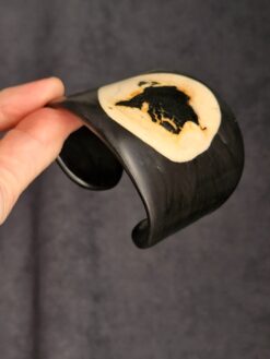 Alternative view of Vegan Ivory & Black Flat Cuff - Size M - L