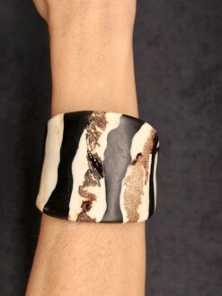 Alternative view of Vegan Ivory & Black Flat Cuff - Size M