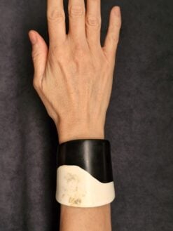 Vegan Ivory & Black Flat Cuff - Size XS