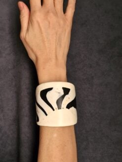 Vegan Ivory & Black Flat Cuff - Size S - M