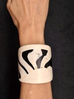 Alternative view of Vegan Ivory & Black Flat Cuff - Size S - M