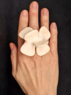 Vegan Ivory Flower Ring - Size 7