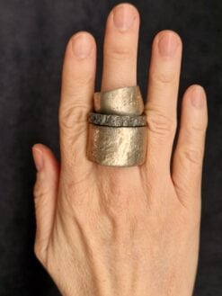 White Bronze Plated Alloy Rings (Set of 3) - Size 11