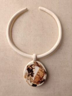 Alternative view of Vegan Ivory Collar Necklace with Pendant - Adjustable Size