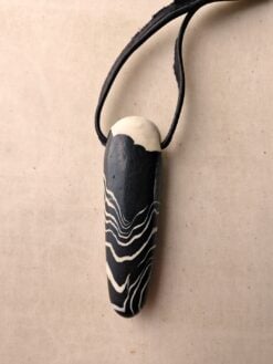 Alternative view of Black & Vegan Ivory Pendant Necklace (Adjustable Length)