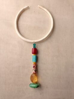 Alternative view of Vegan Ivory Collar Necklace with Red, Blue & Yellow Pendant - Adjustable Size