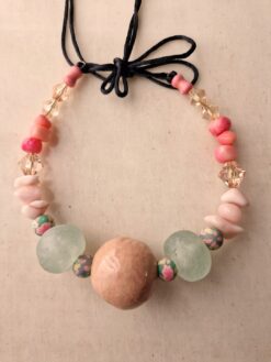 Alternative view of Pink & Blue Bead Necklace (Adjustable Length)
