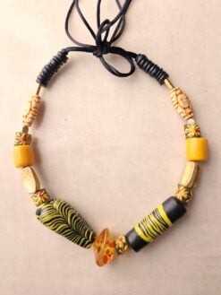 Alternative view of Black & Yellow Bead Necklace (Adjustable Length)