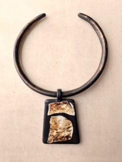 Alternative view of Black Collar Necklace with Pendant - Adjustable Size