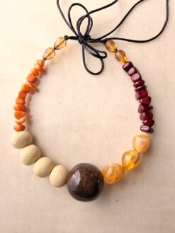 Alternative view of Red, Orange & Yellow Bead Necklace (Adjustable Length)