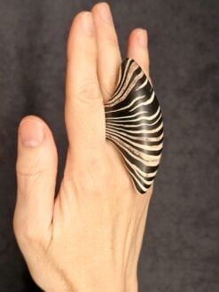 Alternative view of Vegan Ivory & Black Ring - Size 9