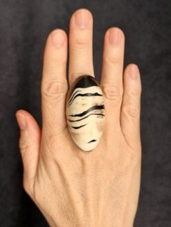 Black & Vegan Ivory Ring - Size 7