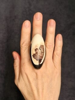 Black & Vegan Ivory Ring - Size 8