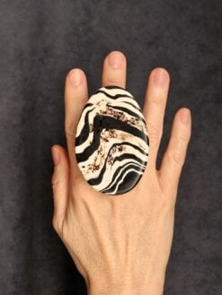 Black & Vegan Ivory Ring - Size 7.5