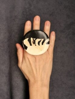 Black & Vegan Ivory Ring - Size 6.5