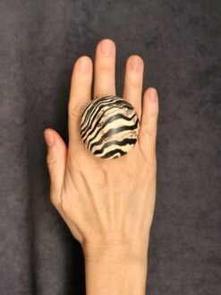 Black & Vegan Ivory Ring - Size 7.5