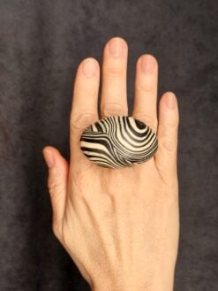 Alternative view of Black & Vegan Ivory Ring - Size 7