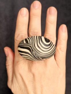 Black & Vegan Ivory Ring - Size 7