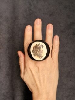 Black & Vegan Ivory Ring - Size 8