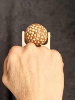 Brown Bead & Vegan Ivory Double Finger Spin Ring - Size 6.5 & 7