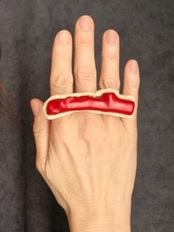 Red & Vegan Ivory Sculptured Ring - Size 7