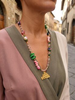 Pink & Green Bead Necklace