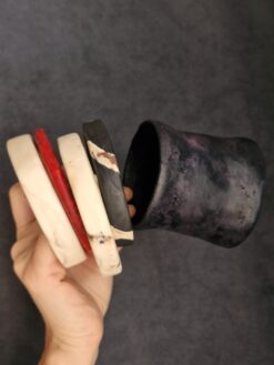Alternative view of Vegan Ivory, Black & Red Bangle Set (Set of 5) - Size M