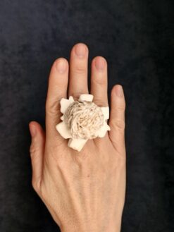 Vegan Ivory Flower Ring - Size 7.5