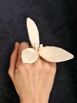 Vegan Ivory Flower Ring - Size 7