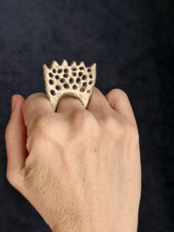White Bronze Plated Alloy Ring - Size 8