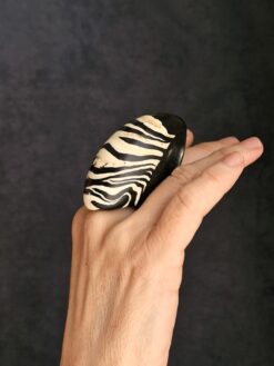 Black & Vegan Ivory Ring - Size 7.5