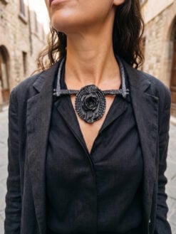 Black Collar Necklace - Size Medium