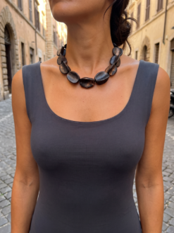 Black with Gold Sheen Pod Necklace (Adjustable Length)