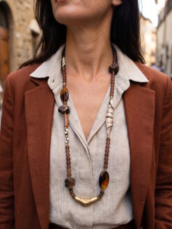 Brown, Black & White Bead Necklace