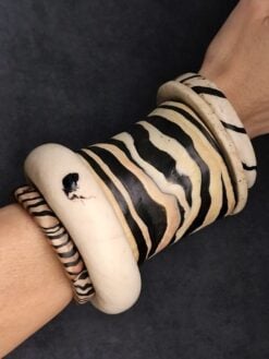 Vegan Ivory & Black Bangle Set (Set of 5) - Size S