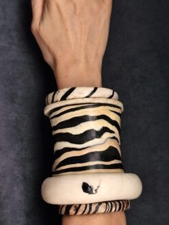 Alternative view of Vegan Ivory & Black Bangle Set (Set of 5) - Size S