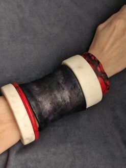 Vegan Ivory, Black & Red Bangle Set (Set of 5) - Size S - M