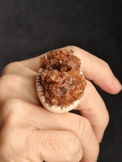 Aragonite & Vegan Ivory Ring - Size 7.5
