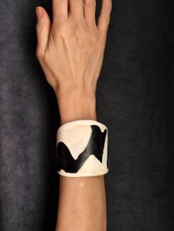 Alternative view of Vegan Ivory & Black Flat Cuff - Size S - M