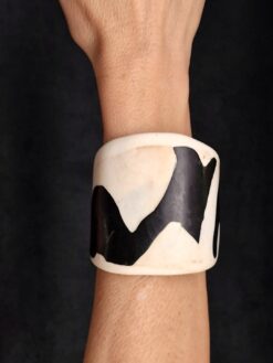 Vegan Ivory & Black Flat Cuff - Size S - M