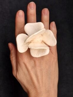 Vegan Ivory Flower Ring - Size 7